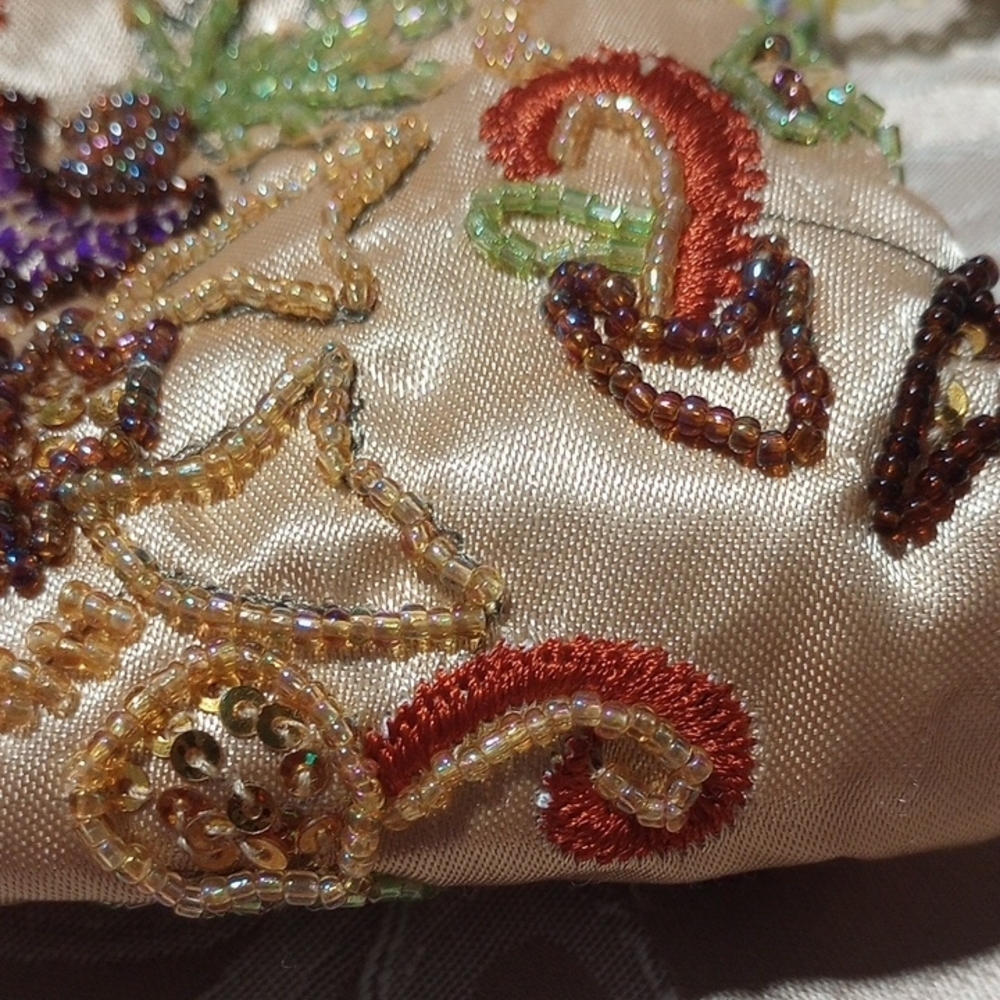 Embroidered Beaded Clutch with Beaded Handle - Picture 9 of 10